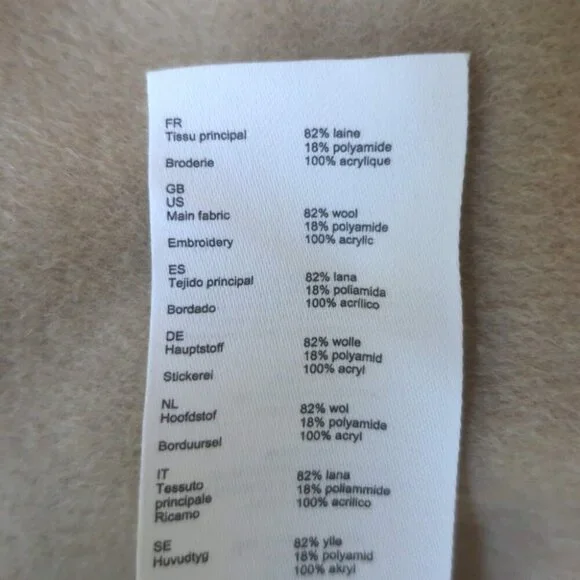 Maje Gicoco Belted Scarf Coat Camel Embroidered Double-Faced Wool Size 34 NEW - Picture 9 of 10